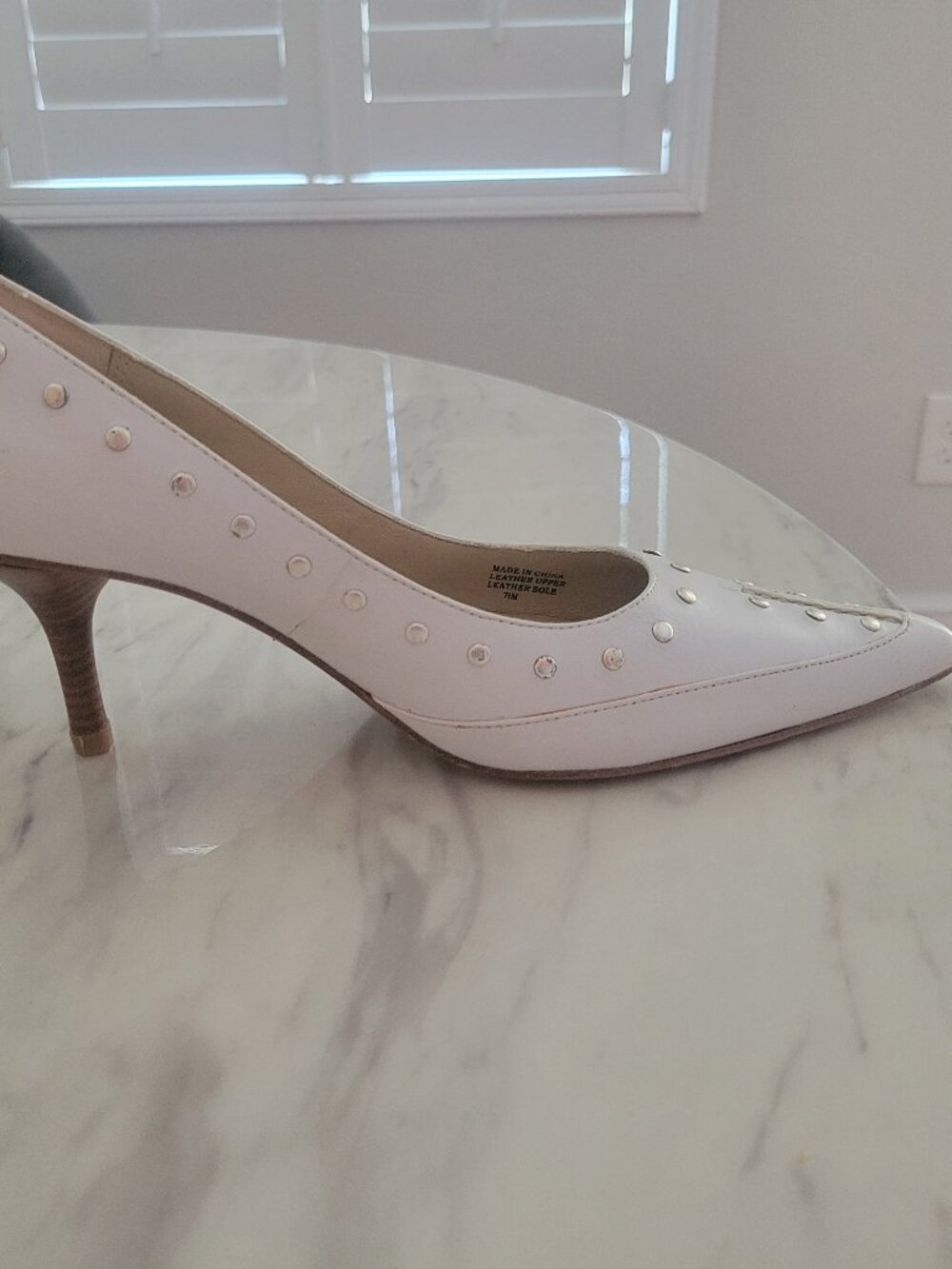 Michael Kors White leather studded heels 7.5